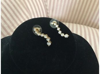 Landau Gold Tone And Rhinestone Earrings