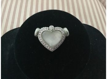 Judith Ripka Sterling Silver And Pink Rhinestone Heart