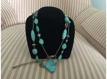 Chico's Silvered And Turquoise Necklace - Lot #25