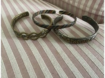 Three Mixed Metal Cuff Bracelets - Lot #8