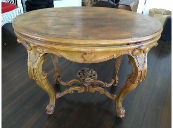 Antique Wood Carved Oval Table