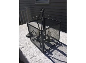 Black Metal Light Fixture. Measures 18 1/2' Tall X 12' X 12'.