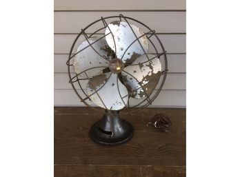 Antique Emerson Electric 77646-AS Ocillating 3 Speed Fan. Original Dark Olive Green On Base And Motor.