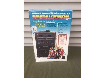 Lonestar Portable Stereo Karaoke Model K - 7 Singalodeon In Original Box With Second Microphone.