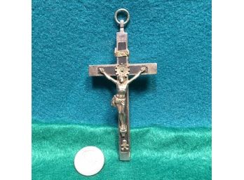 Antique Jesus On The Cross Religious Catholic Christian Cross. Stamped Real Ebony Germany. Measures 4'.