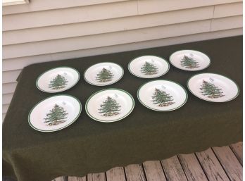 Eight (8) Spode Christmas Tree Dinner Plates S3324. Made In England. Perfect Condition.