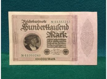 Reichsbanknote 100000 Hunderttausend Mark 1923 Currency Money Germany.