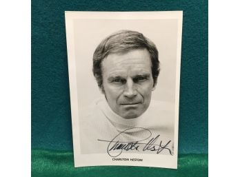 Charlton Heston Autographed 5' X 7' Black And White Photograph In Original Mailing Envelope.