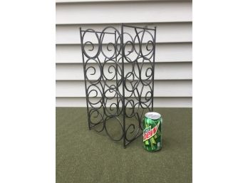 Nicely Made Wrought Iron 8 Bottle Wine Rack. Measires 16 1/2' Tall.