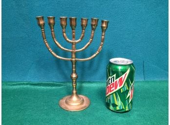 Beautiful Vintage 7 Light 6 Branch Solid Brass Hebrew Lampstand Menorah.