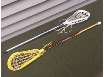 Two Women's Or Girl's Lacrosse Sticks. STX Aluminum Shaft And Brine Aluminum Shaft.