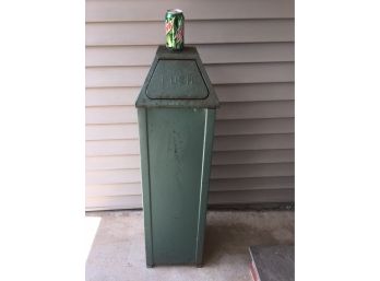 Vintage Green Swing Door Gas Station Trash Can. United Utility Receptacle. United Cabinet Corp.