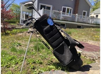 Black Woodbridge Gold Bag With Assorted Drivers And Putters