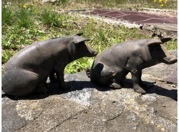 Two Cast Iron Piggy Banks