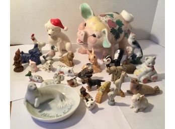 Lot Of Animal Figurines Including Signed Kay Finch