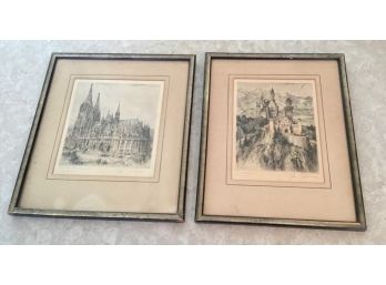 Antique Paul Geisler Etchings, Pencil Signed