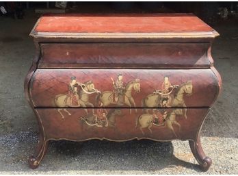 Oriental Themed Bombe Chest Of Drawers