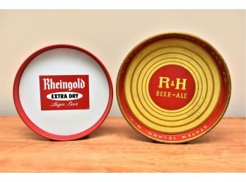 Pair Of R & H And Rheingold Beer Trays