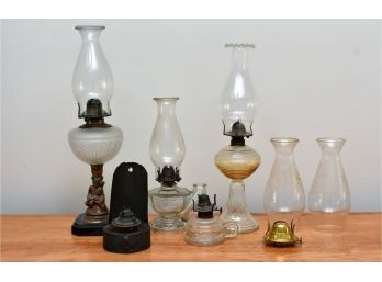 Collection Of Oil Lamps And Glass Globes