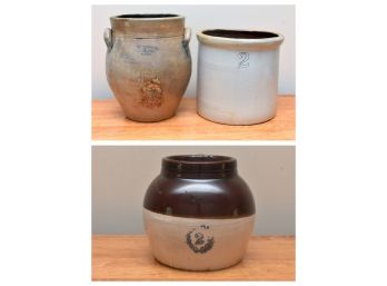 Pair Of Crocks And Bean Pot