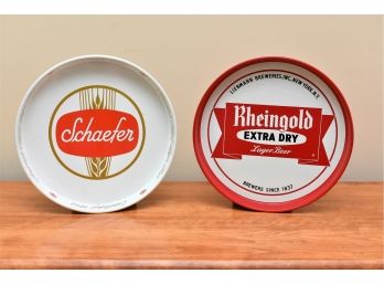 Pair Of Schaefer And Rheingold Beer Trays