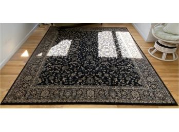 Black Field Machine Made Rug