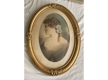 Oval Gold Gilt Frame Portrait Of Woman