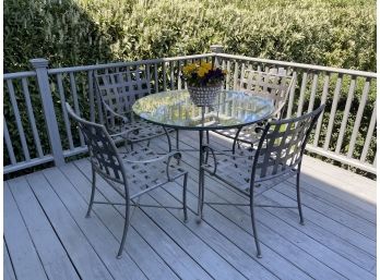 Pottery Barn Outdoor Aluminum Patio Set Table With 6 Chairs & Corner Side Table