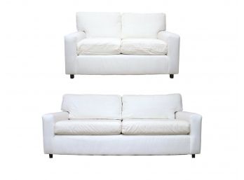 MITCHELL GOLD AND BOB WILLIAMS LoveSeat And Sofa Set With Covers.