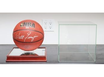 WALT FRAZIER Autographed NBA Basketball In Glass And Mirrored Case