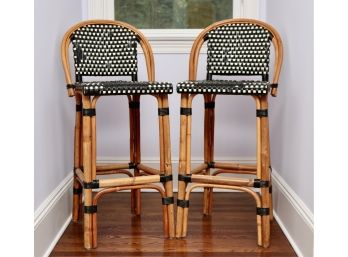 Pair Of High Back Bistro Bar Chairs