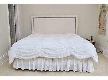 Soft Cotton Twill Upholstered Headboard With Mattress And Boxspring