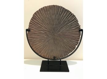 Fabulous Glazed Terra Cotta Art On Metal Stand