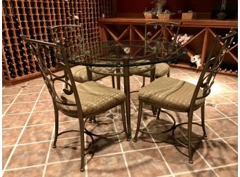 Like New 5 Piece Dining Set With Metal Scrolled Detailing