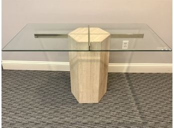 Exquisite Granite Base Table With Beveled Glass Top