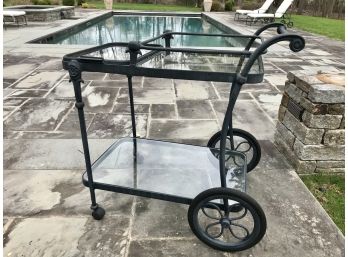 LANDGRAVE Outdoor Rolling Cast Aluminum Tea Cart