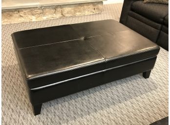 Black Leather Ottoman With Hidden Storage Space