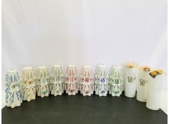 Lot Of Anniversary Candles And Ribbon Candles