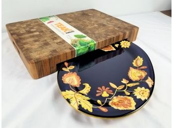 Proteak Rectangle Cutting Board With Bowl/Dish Cut-Out