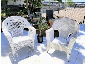 Two Wicker Patio Chairs, All Wicker