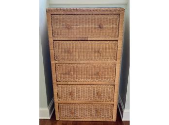 Wicker Tall Dresser With Glass Top