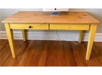 Pine Desk With Painted Yellow Desk