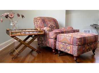 Colorful Arm Chair And Ottoman On Casters