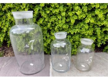 Set Of 3 Vintage Style Glass Apocethary Jars