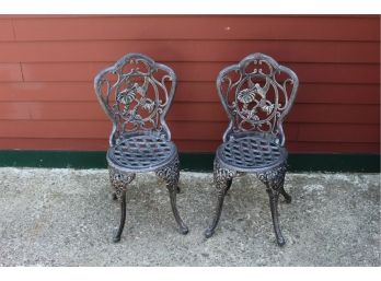 Pair Of Metal Garden Chairs Humming Bird And Floral Pattern