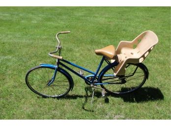 Vintage Golden Bicycle Single Speed With Child Seat