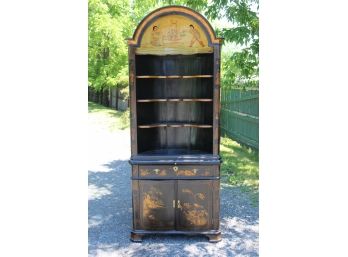 Antique Hand Painted Asian 2 Piece Corner Cabinet