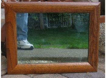 Small Country Oak Framed Mirror - Original Williamsport, PA Plate Glassworks Label On Reverse!