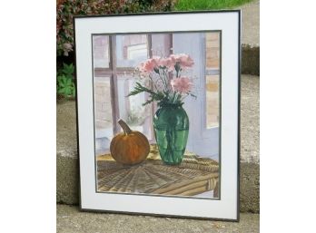 Country Themed Framed Signed Watercolor Painting