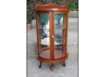 Tabletop Curved Oak Style Curio Cabinet, Just Like A Large Curved Oak Cabinet, Just Scaled Down - 2 Shelves